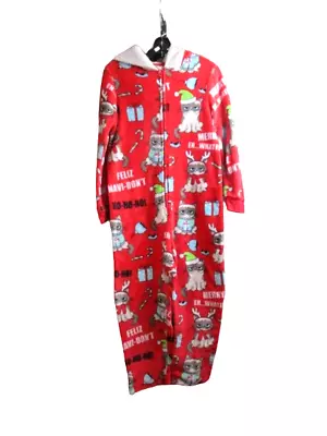 Buy Grumpy Cat Pajamas Womens Small Hoodie One Piece Sleepwear AOP Red Multi Ladies • 32.67£