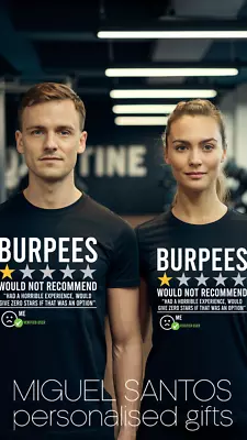 Buy Burpees Would Not Recommend T-Shirt, Star Graphic, Funny Fitness Tee • 14.95£