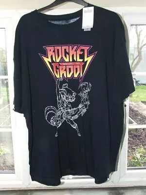 Buy Black Guardians Of The Galaxy Rocket Groot Tee Shirt Size 3XL • 7£