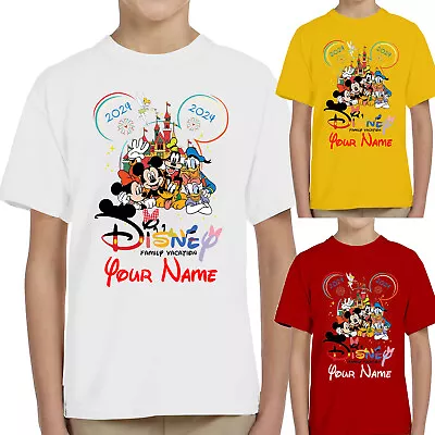 Buy Personalised Mickey Minnie Disneyland Mens Kids T-Shirt Family Trip 2024 Top Tee • 8.99£