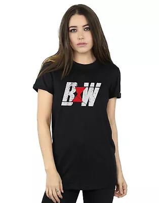 Buy Marvel Women's Black Widow Movie Initial Logo Boyfriend Fit T-Shirt • 13.99£