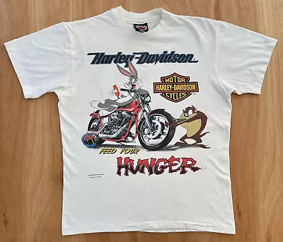 Buy Harley Davidson Vintage 1993 Looney Tunes T-Shirt Size M • 48.38£