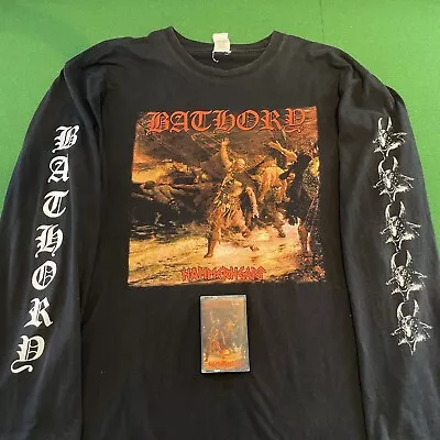 Buy Bathory - Hammerheart Long Sleeve Shirt + Cassette Bundle - Viking Black Metal • 35.99£