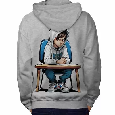 Buy Wellcoda Boy Sitting At Desk With Serious Expression Mens Hoodie • 28.99£