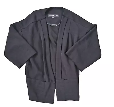 Buy Warehouse Open Jacket Short (see Measurements) Size 6 Black Crepe Look • 9.52£