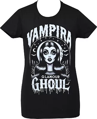 Buy Women's Vampira T-Shirt Graveyard Glamour Ghoul Gothic Horror Halloween Vampire • 22.50£