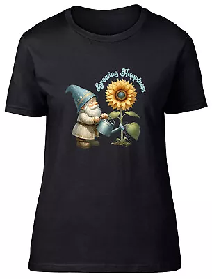 Buy Growing Happiness Womens T-Shirt Watering Sunflower Gardening Ladies Gift Tee • 8.99£