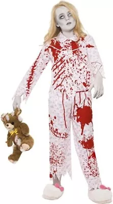 Buy Smiffys Pink Zombie Pyjama Girl Blood Stained Halloween Horror Costume 7-9 Years • 14.99£