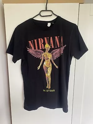Buy Nirvana In Utero Angel Rock Band Tshirt, Black, Size S • 12.99£