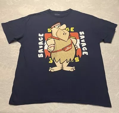 Buy Hanna Barbera Fred Flintstone Savage T-Shirt Size X-Large Navy Blue • 18.67£