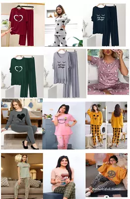 Buy Ladies Womens Pyjamas Pj Set Nightwear LoungeWear Pyjama Pajamas Top + Trousers • 9.99£