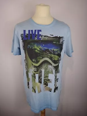 Buy Joe Browns T Shirt Mens Medium Blue Live Free Graphic Summer Holiday • 9.89£