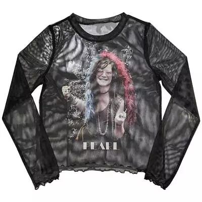 Buy Janis Joplin Ladies Long Sleeve T-Shirt: Pearl Garden (Mesh) (Large) • 17.34£