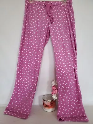 Buy Pink Poka Dot Soft Plush Polyester Pajamas Lounge Pants Wm's - Size Med - 🍁❄️🎄 • 11.67£