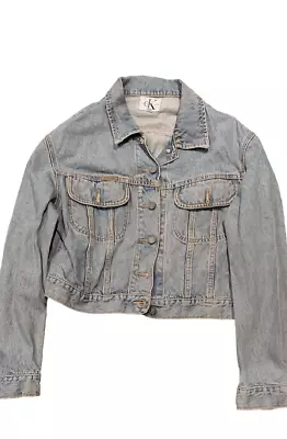 Buy Calvin Klein Denim Jacket Womens Size Medium Blue Button Up Trucker  Ladies Top • 12.08£