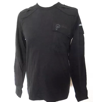 Buy Men's Long Sleeve Top Black Cotton Crew Neck T-Shirt Large Duck & Cover DAC15804 • 25£