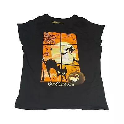 Buy Women's Halloween All Hallows Eve Pumpkin Short Sleeve Black Shirt Size 3X • 12.66£