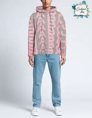 Buy RRP €440 MARC JACOBS Oversized Hoodie Size M Beige Monogram Pink Logo Print • 17£