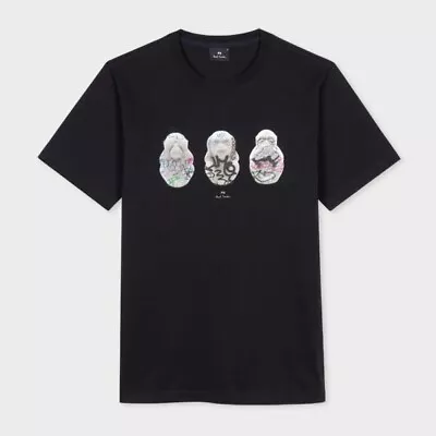Buy Ps Paul Smith -  Black 'graffiti Monkeys’ T-shirt - Size L - Bnwt - Rrp £65 • 29.99£