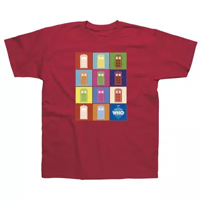 Buy Doctor Who Multi Tardis Red T Shirt NEW OFFICIAL • 18.29£