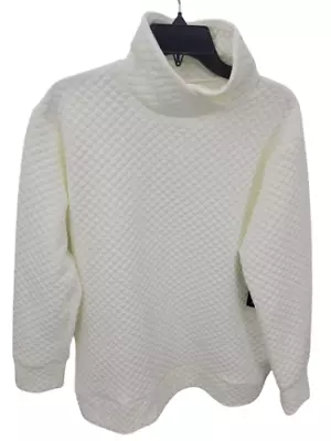 Buy New Balance Sweater Sweatshirt Womens Medium Ivory Quilted Mock Neck Pullover • 20.21£