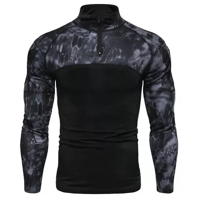 Buy Men Camouflage Military Tactical T-shirt Long Sleeve Army Combat Blouse T-Shirts • 12.52£