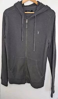 Buy AllSaints Mens Clash Hoodie Grey Full Zip Grid Textured Knit Sweatshirt - Small • 34.99£