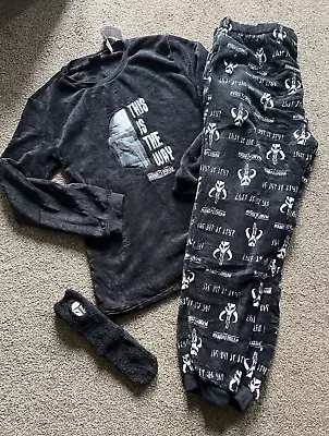 Buy Disney Star Wars The Mandalorian Men's Fleece Pyjama Set With Socks, Black XL • 17.99£