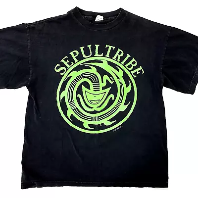 Buy Vintage 1998 Sepultura Roots Sepultribe Shirt L 90s Blue Grape Double Sided USA • 140.04£
