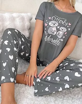 Buy Cute Otter Adorable Womens Ladies Pyjamas PJs Gift Novelty Slogan Size 16 • 13.49£