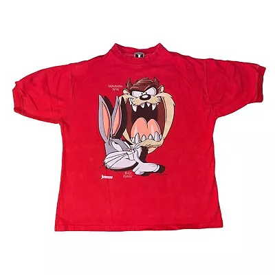 Buy Vintage Looney Tunes Taz Devil Bugs Bunny Short Sleeve Sweatshirt T Shirt • 24.99£