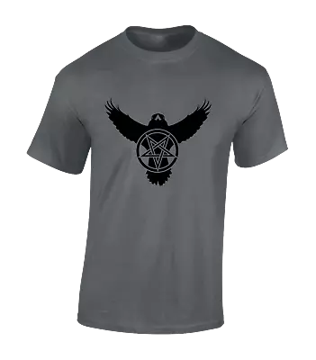 Buy Raven Pentagram Mens T Shirt Demon Devil Castiel Celtic Satan Goth Pagan Metal • 8.99£