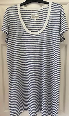 Buy Nwot Current Elliott 1 Blue White Stripe Cotton Scoop Neck T Shirt Dress Exc Con • 8£