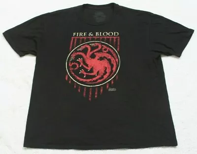 Buy Game Of Thrones Fire & Blood Black Cotton Tee T-Shirt Top 2XL Short Sleeve 1-928 • 18.66£