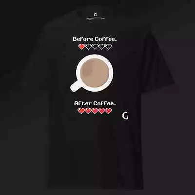 Buy Before & After Coffee Gaming T-Shirt (Cotton, Unisex) • 8.80£