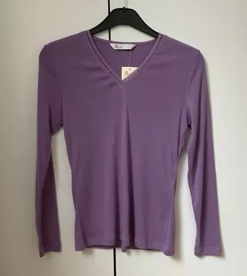 Buy Women’s BHS Long Sleeved V-Neck Heather Coloured Top Size 12 BNWT • 12.99£