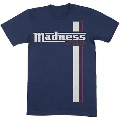 Buy Madness T Shirt Stripes Band Logo Official Mens Navy Blue L • 17.49£