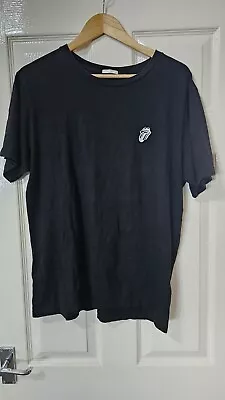 Buy Rolling Stones Embroidered White Lips Logo Black Tshirt Mens Size XL • 25£