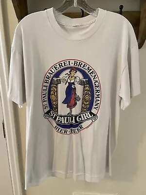 Buy Vintage St Pauli Girl Beer White Shirt Size XL Brewery Germany Oktoberfest • 20.54£