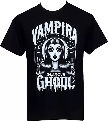Buy Men's Vampira T-Shirt Graveyard Glamour Ghoul Gothic Horror Halloween Vampire • 22.50£