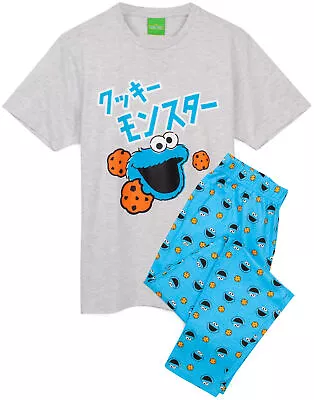 Buy Sesame Street Cookie Monster Japanese Text Short Sleeve Long Leg Pyjama Set • 19.95£