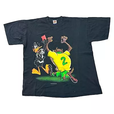 Buy Vintage Looney Tunes T-Shirt Daffy Duck Tasmanian Devil Football 1998 Mens XL • 39.99£