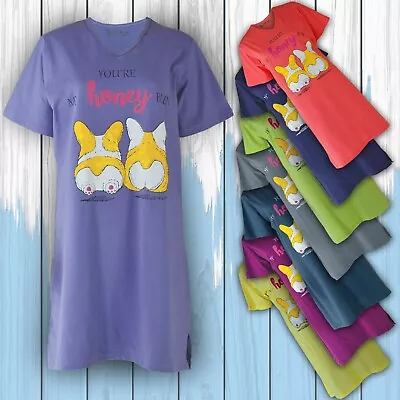 Buy Women  Nightdress Fun Nightie  Cute Prints  Shirt 100% Cotton Pyjamas • 7.99£