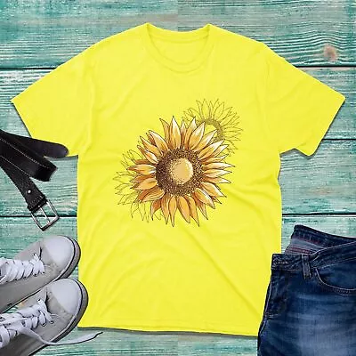 Buy Sunflower Printed T-Shirt Casual Summer Gift Rise And Shine Unisex Gift Tee Top • 9.99£