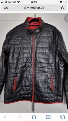 Buy Brand New Smart Range Leather Camilo Biker Jacket Black Quilted Red Trim 3xl • 30£