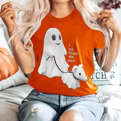 Buy Goblin & Ghoul Walking Dog T-Shirt Print Humor Halloween Round Neck Short Sleeve • 12.55£