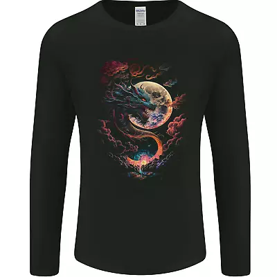 Buy A Fantasy Dragon With A Full Moon Mens Long Sleeve T-Shirt • 11.99£