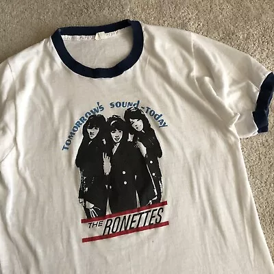 Buy Vintage 60s The Ronettes Ronnie Spector Band Ringer Tee Shirt Small • 527.48£