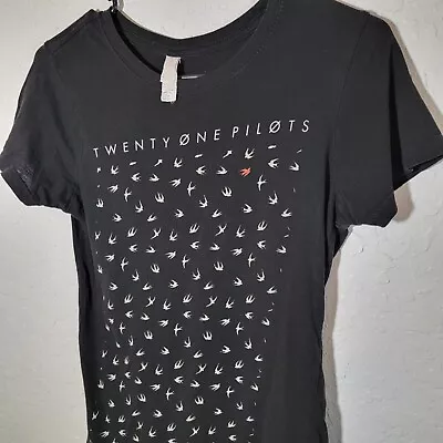 Buy Twenty One 21 Pilots Ladies Black Fitted Band Logo Size M Y2K T Shirt • 9.34£