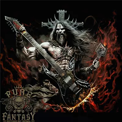 Buy Viking Rocker Rock N Roll Heavy Metal Guitar Skull Mens T-Shirt 100% Cotton • 10.75£